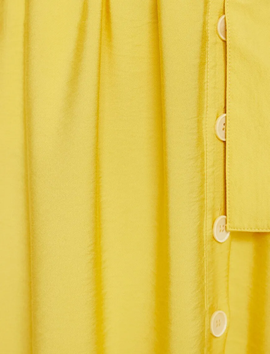 11854 Yellow Waist Detailed Midi Skirt