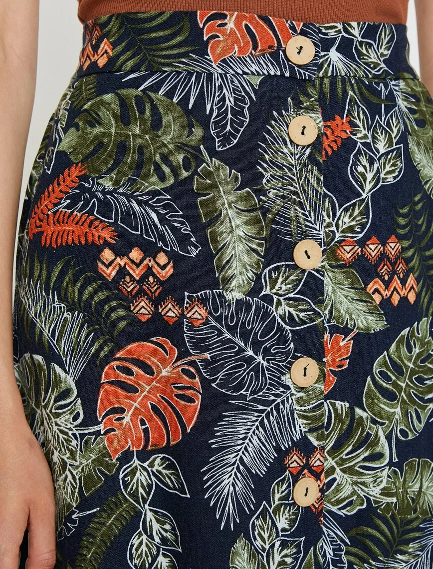 11910 Navy Floral Midi Skirt