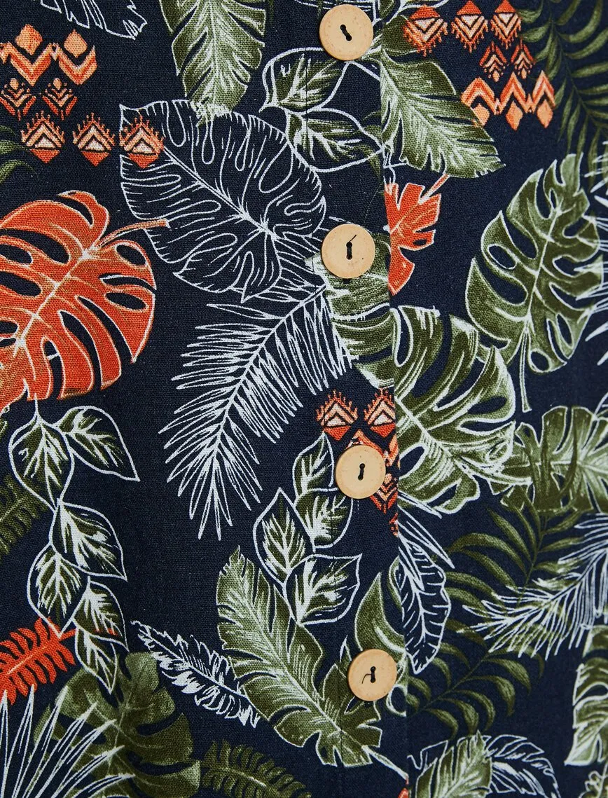 11910 Navy Floral Midi Skirt