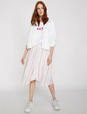 11939 Red Striped Midi Skirt