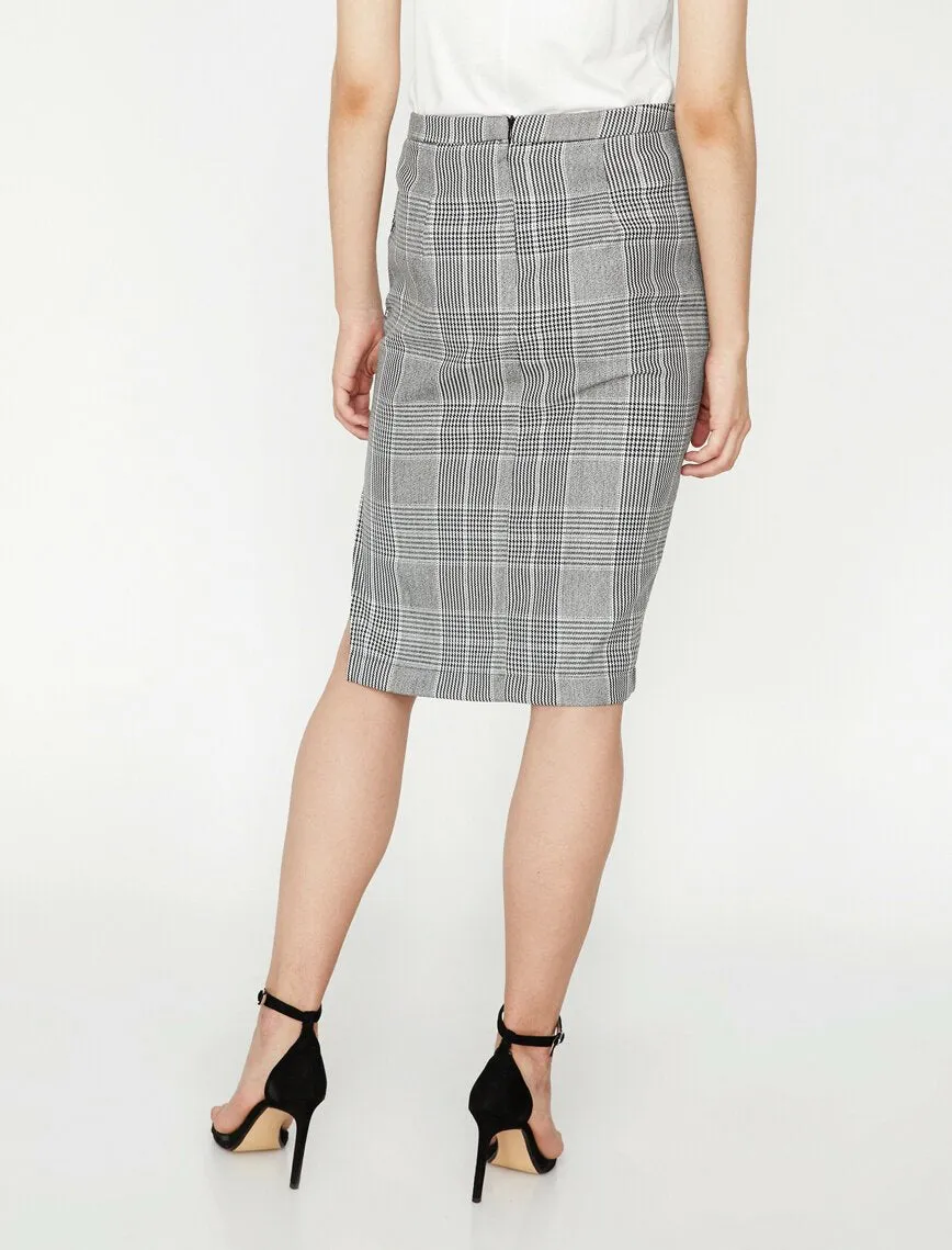 12255 Black Slit Detailed Midi Skirt
