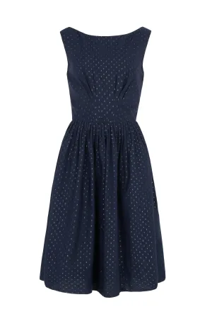 Abigail Navy Sparkle Spot Dress Long