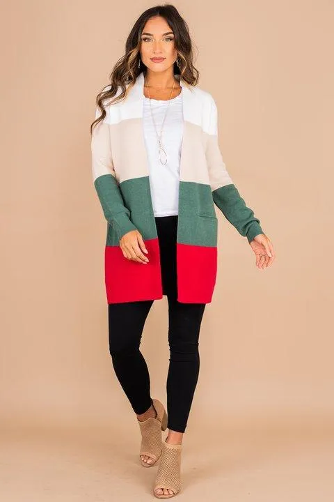 Above All Else Ivory White Colorblock Cardigan
