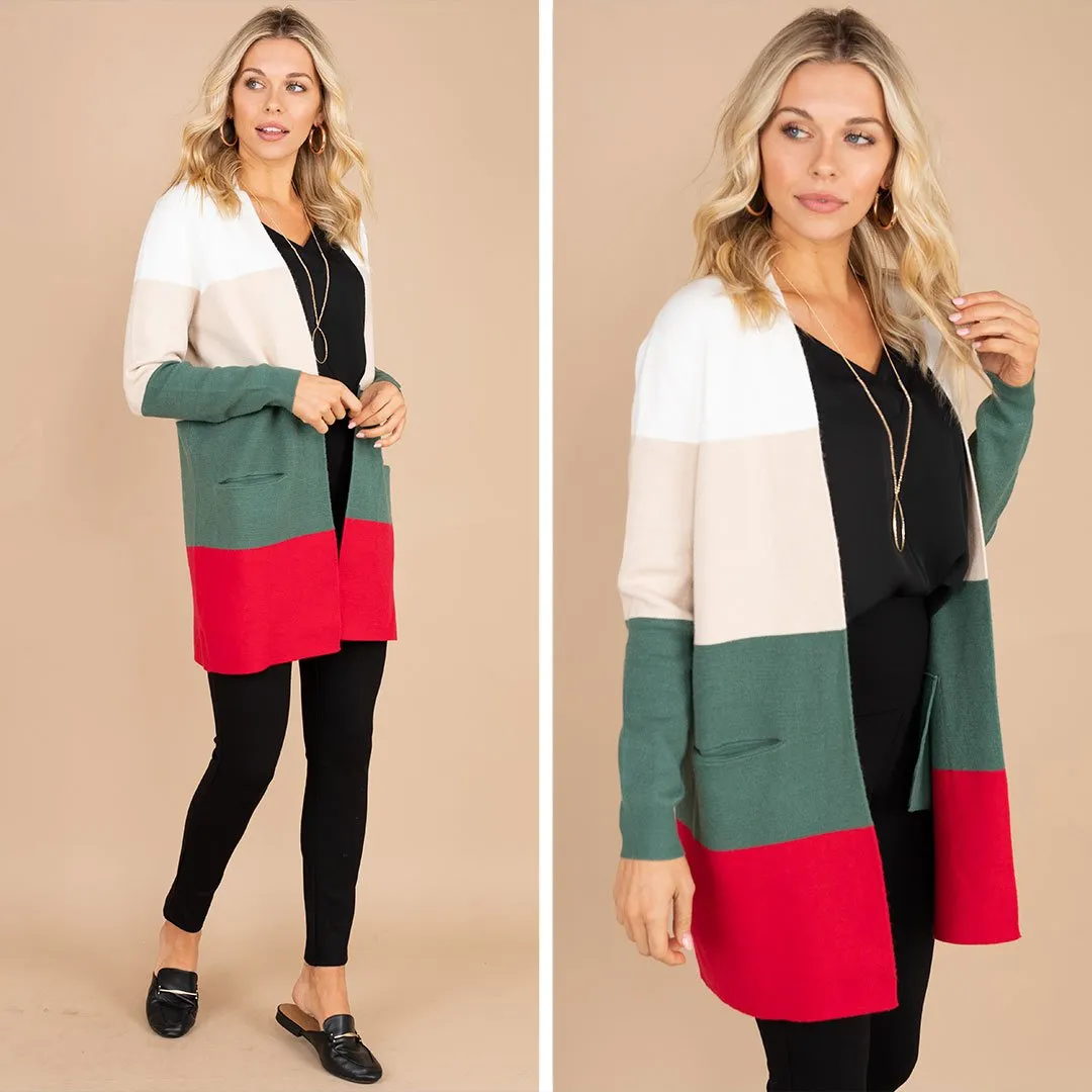 Above All Else Ivory White Colorblock Cardigan
