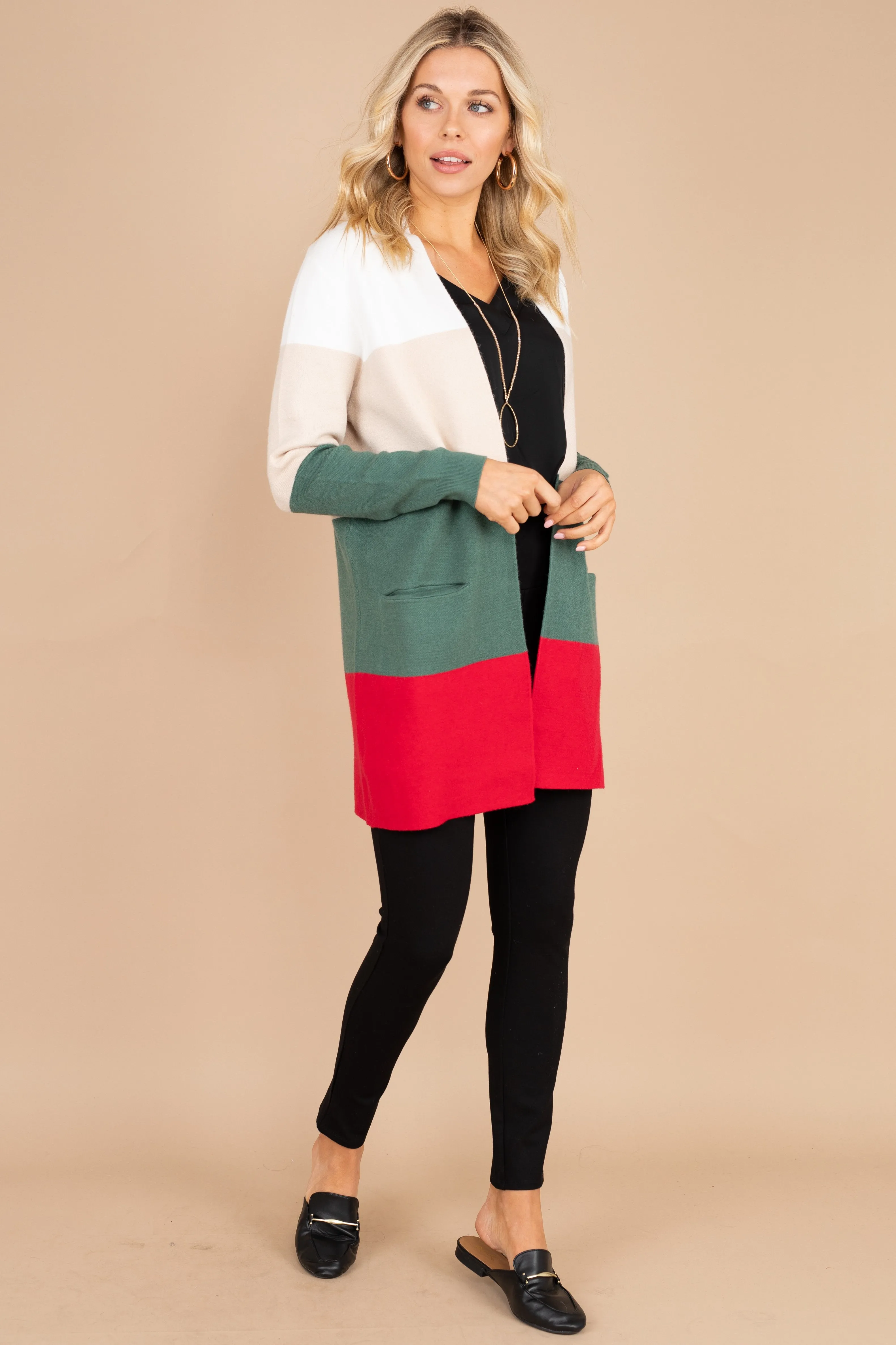Above All Else Ivory White Colorblock Cardigan