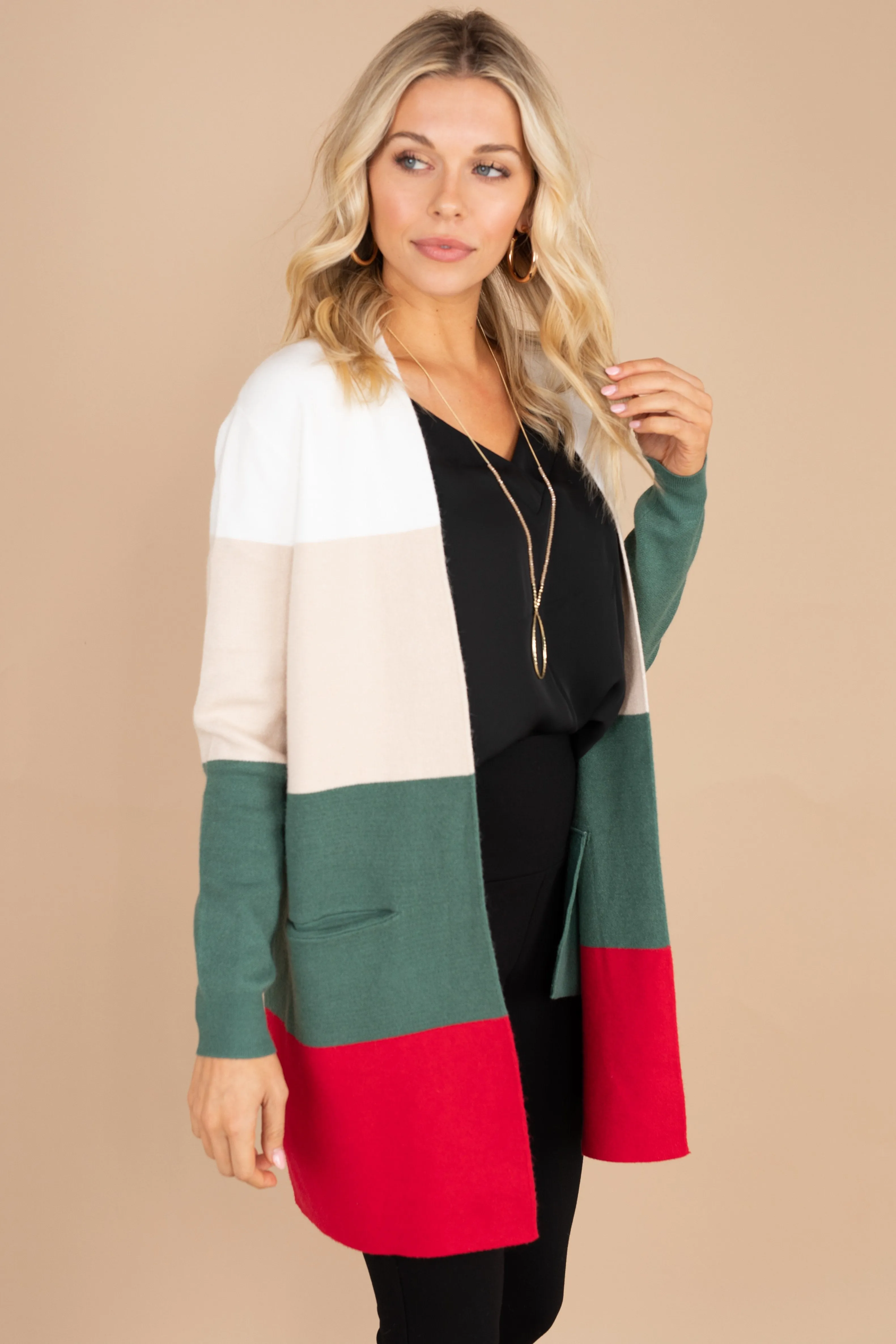 Above All Else Ivory White Colorblock Cardigan