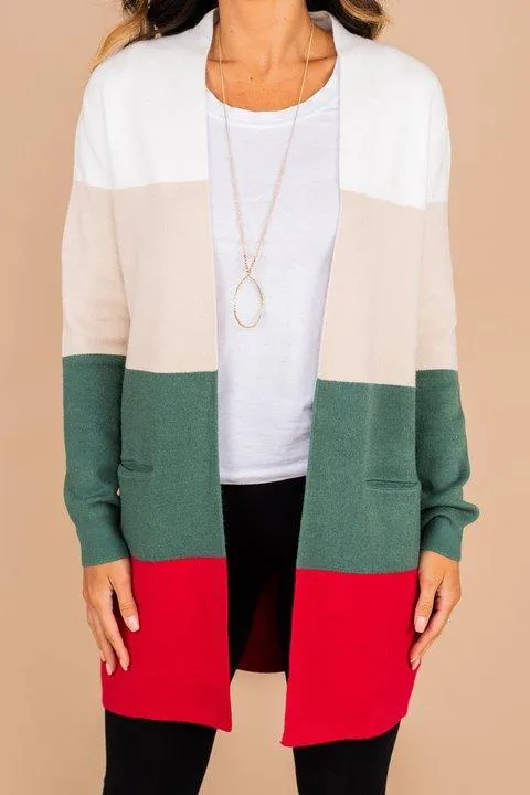 Above All Else Ivory White Colorblock Cardigan