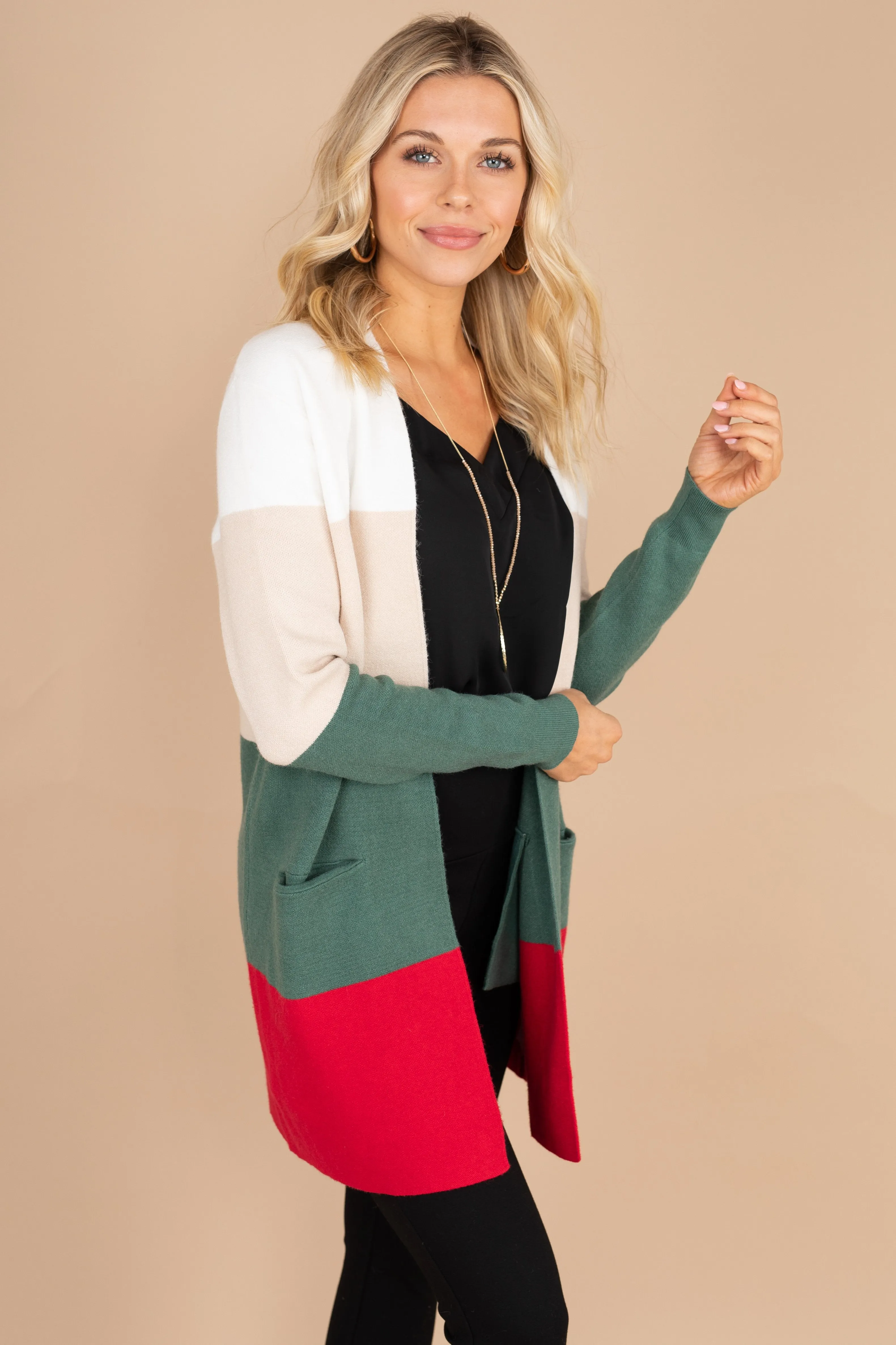 Above All Else Ivory White Colorblock Cardigan