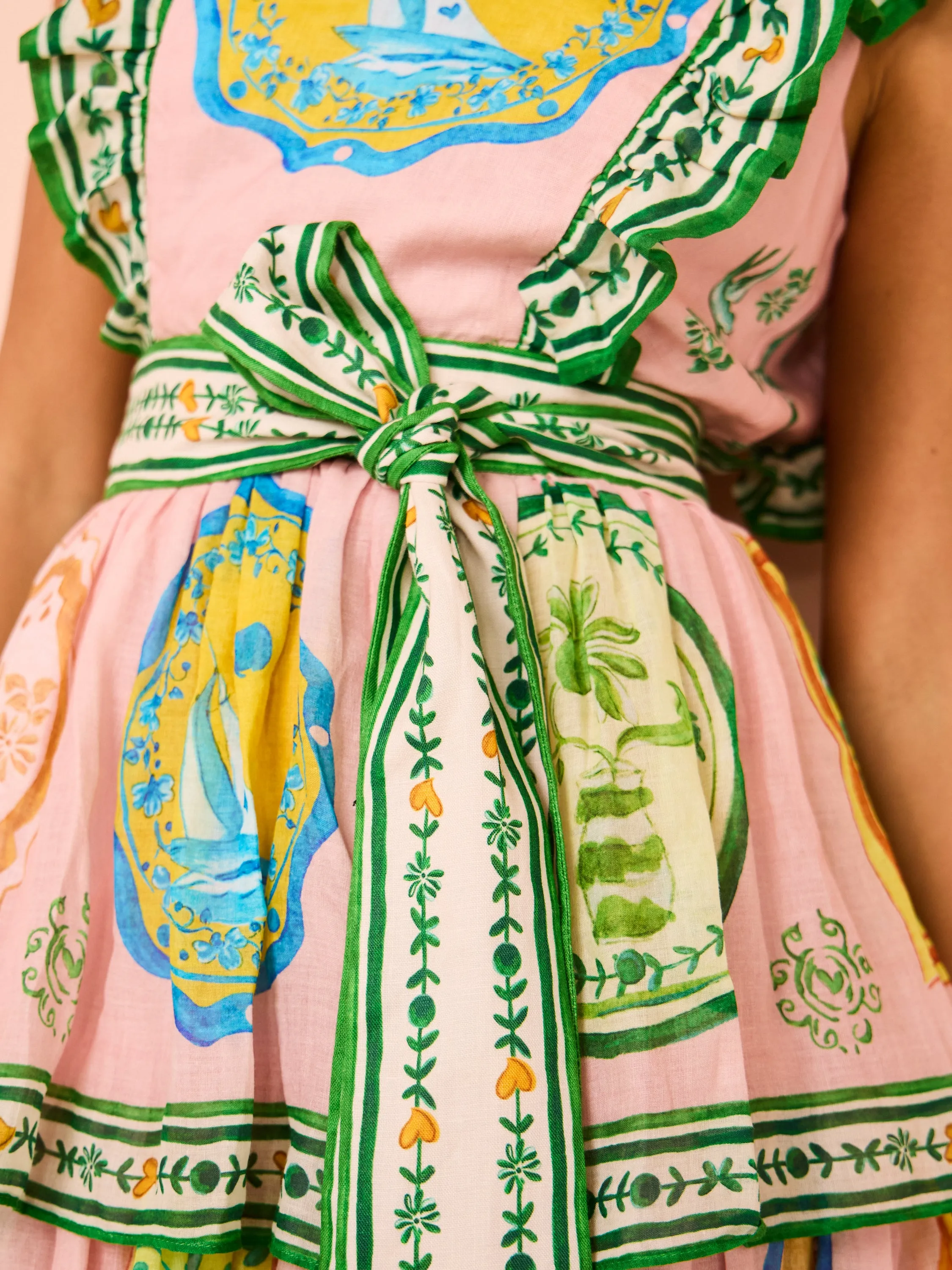 Alemais Porcelain Frill Midi Dress in Pink