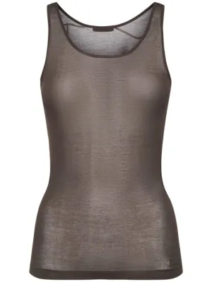 AMI Paris   Sheer cotton blend tank top 