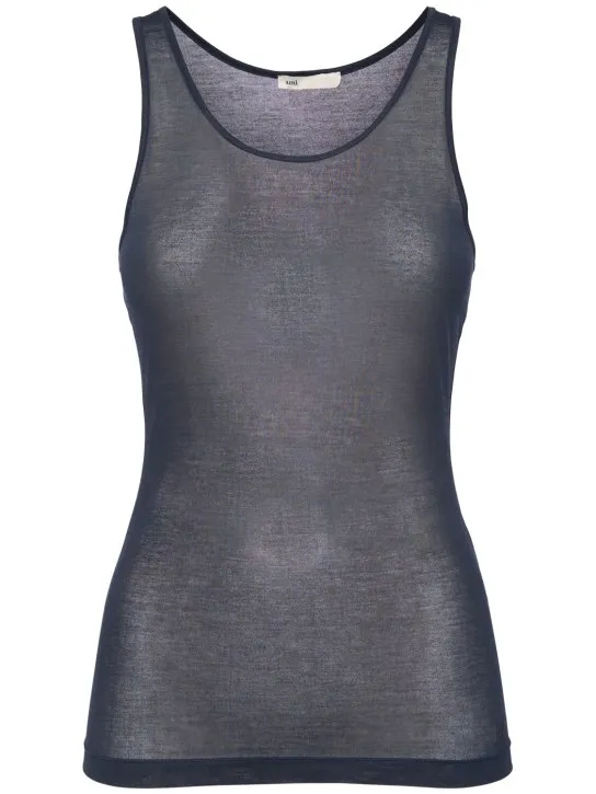 AMI Paris   Sheer cotton blend tank top 