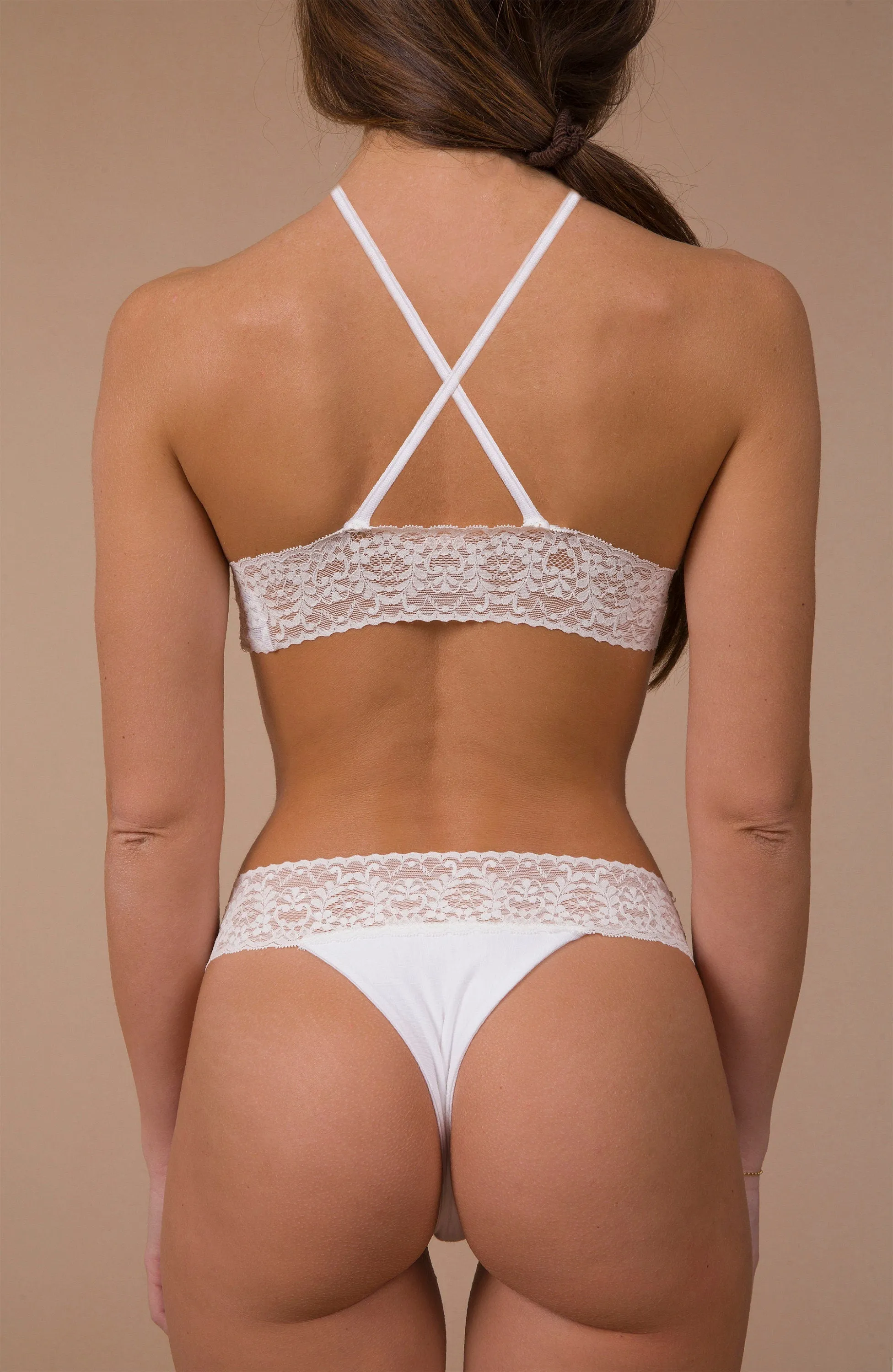 Ana Bamboo/Lace Lingerie Set - White