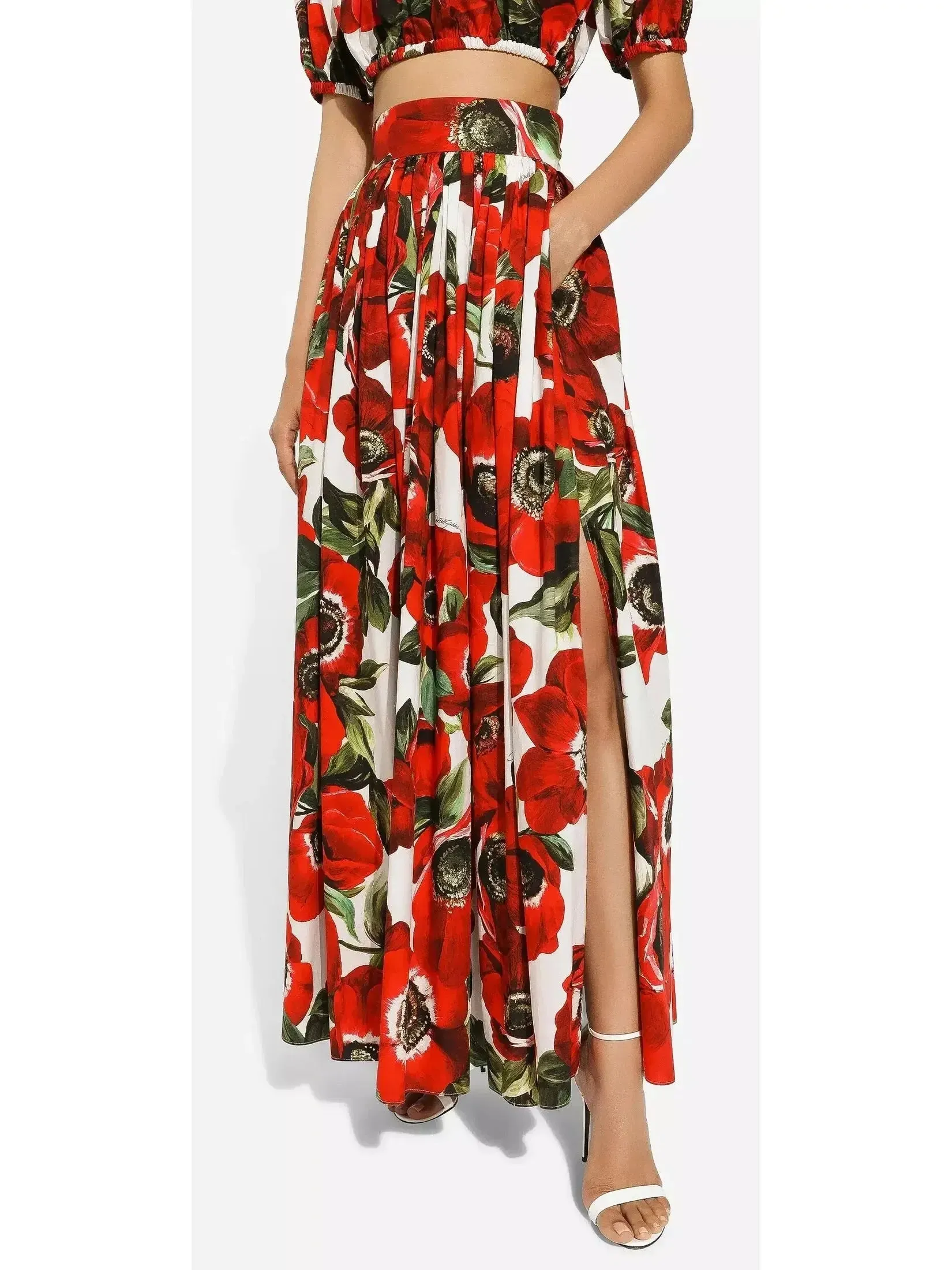 Anemone Printed Cotton Shirt and Maxi Skirt Set