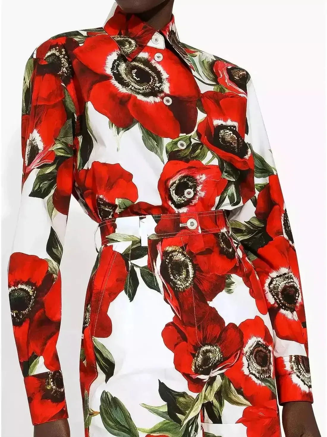 Anemone Printed Cotton Shirt and Maxi Skirt Set