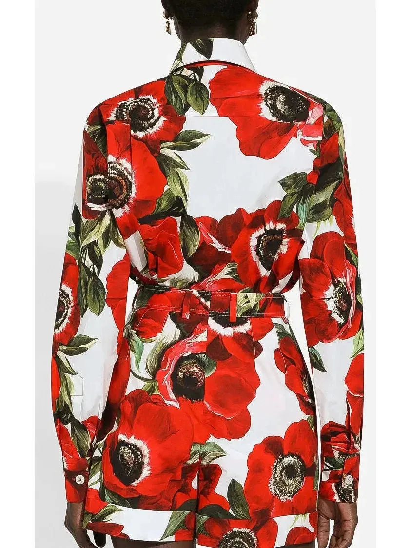 Anemone Printed Cotton Shirt and Maxi Skirt Set