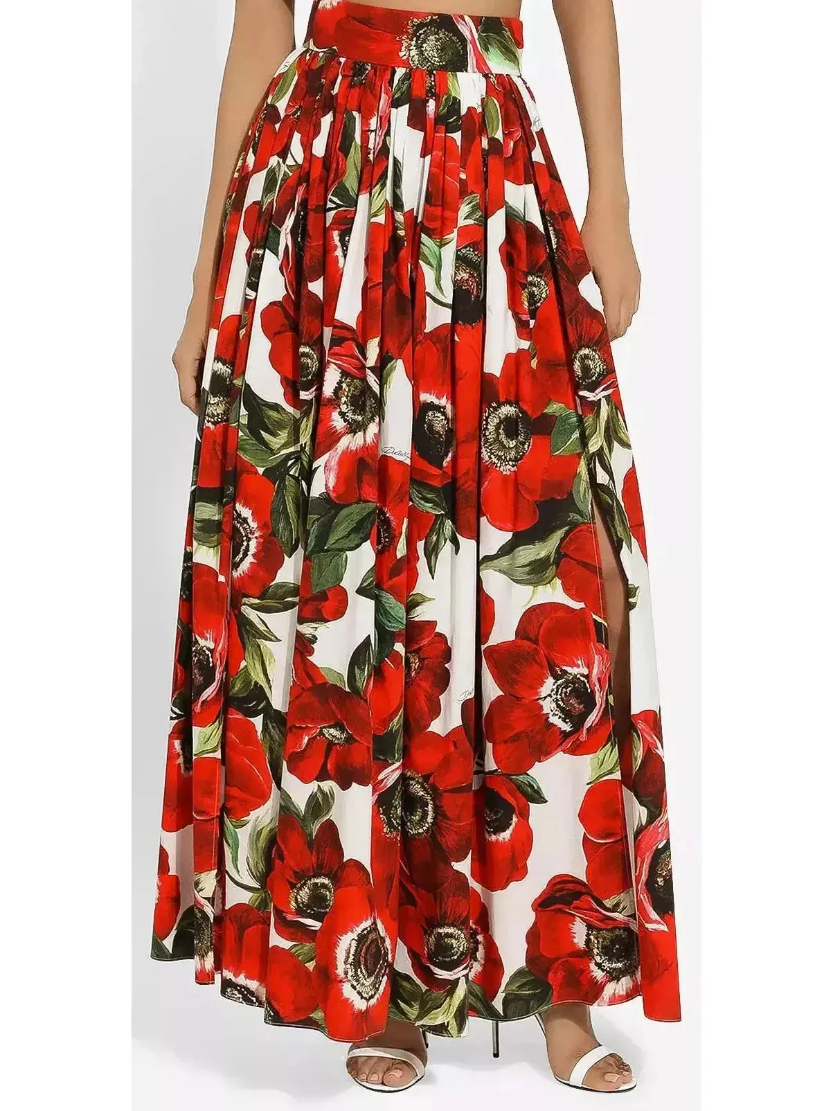 Anemone Printed Cotton Shirt and Maxi Skirt Set