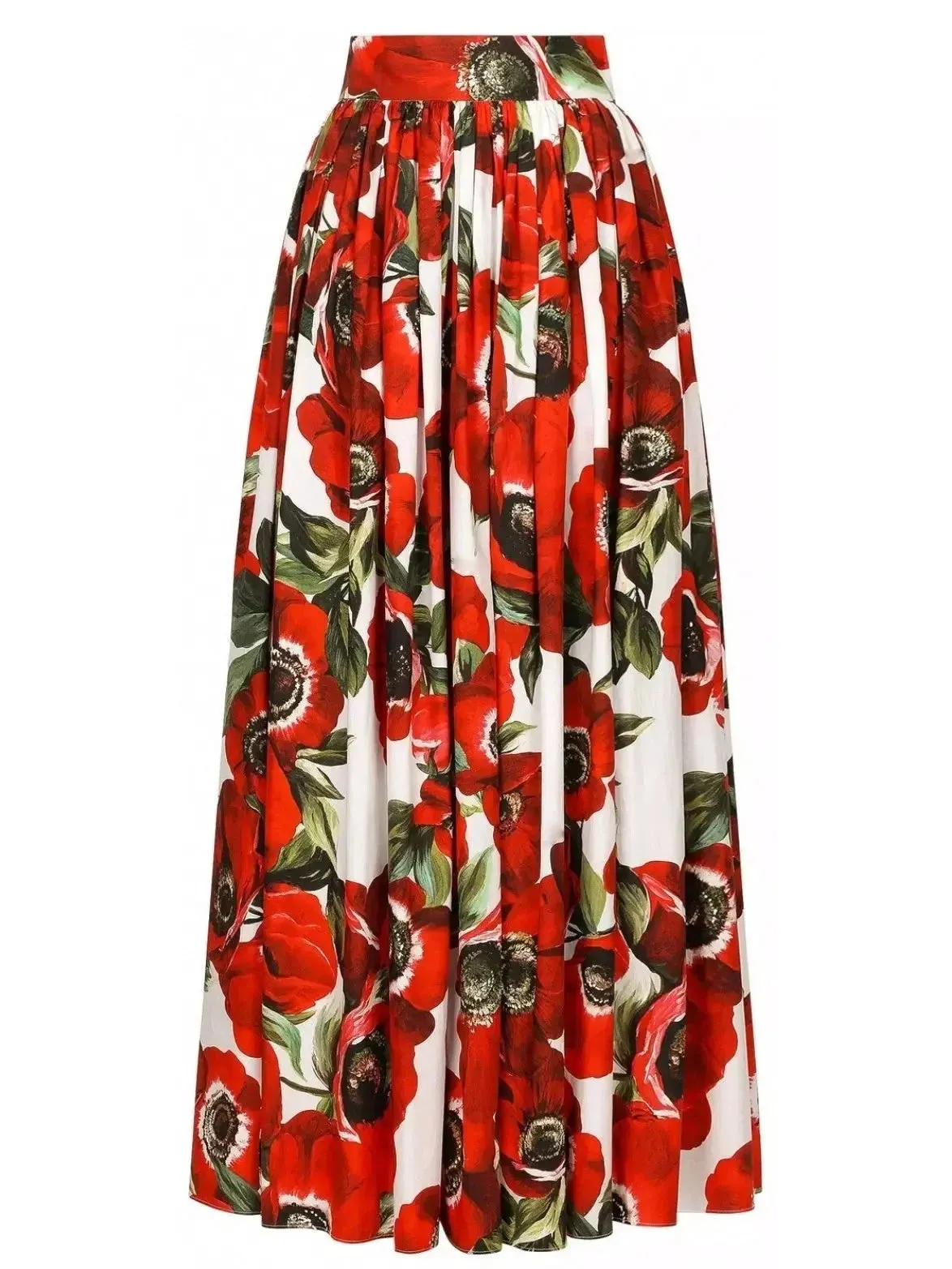 Anemone Printed Cotton Shirt and Maxi Skirt Set