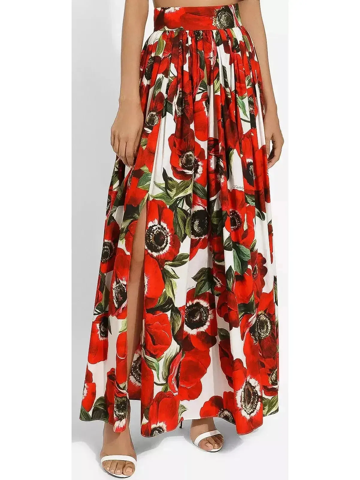 Anemone Printed Cotton Shirt and Maxi Skirt Set