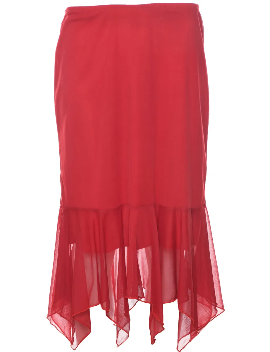 Asymmetric Hem Y2K Midi Skirt - L