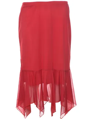 Asymmetric Hem Y2K Midi Skirt - L