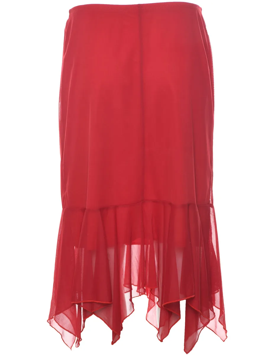 Asymmetric Hem Y2K Midi Skirt - L