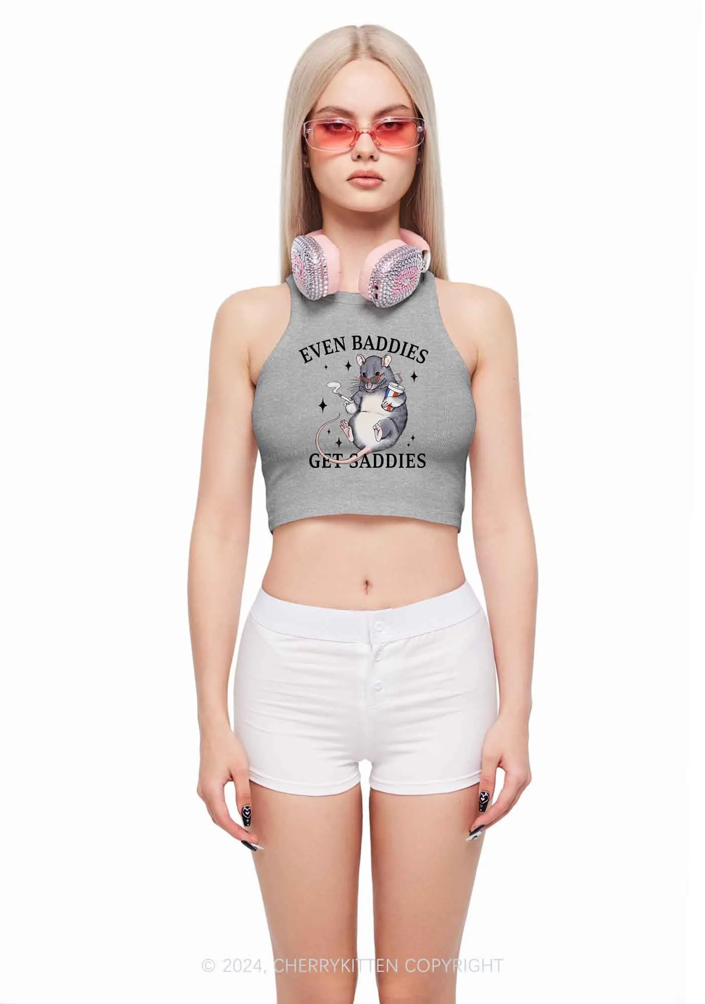 Baddies Rat Y2K Crop Tank Top Cherrykitten