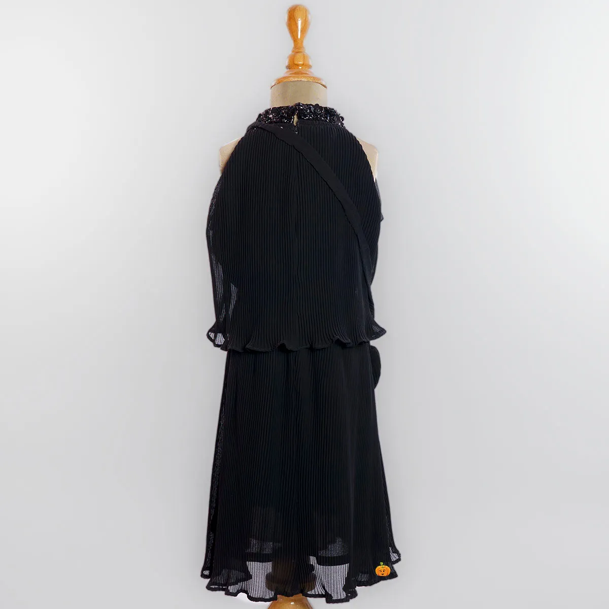 Black & Wine Midi for Girls with Sling Bag