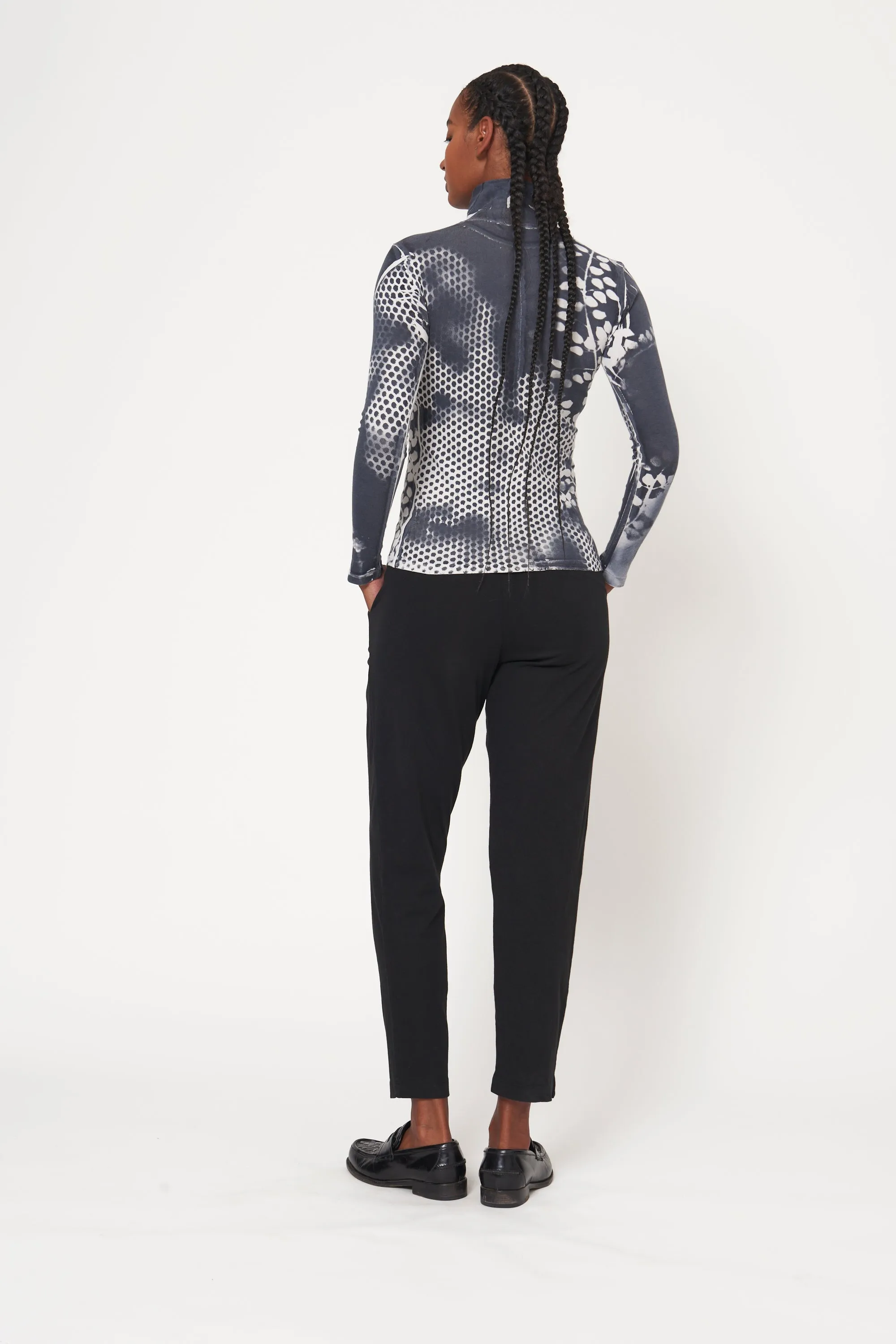 Black White Mesh Treatment Faye Turtleneck