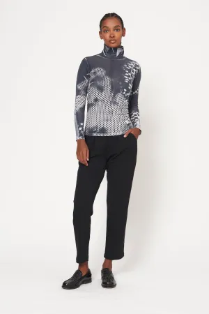 Black White Mesh Treatment Faye Turtleneck