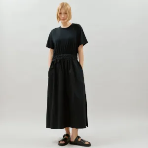 Black Woven Mix T Shirt Dress