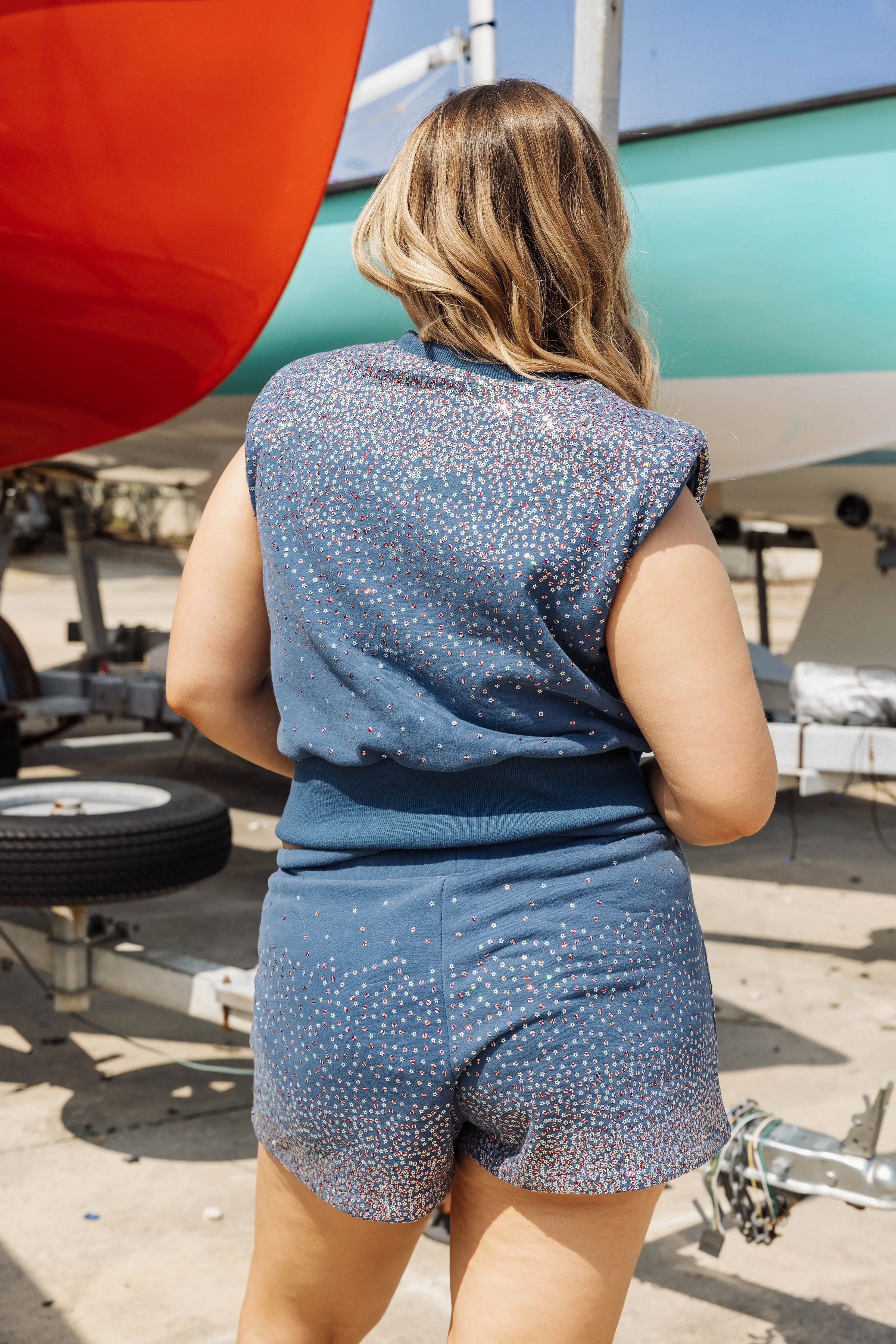 Blue Stars & Stripes Scatter Shoulder Pad Tank