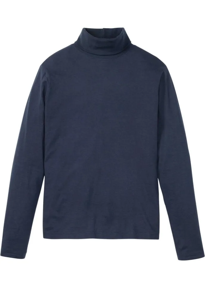 Bpc Bonprix Collection Long Sleeve Shirt with Turtleneck, Blue