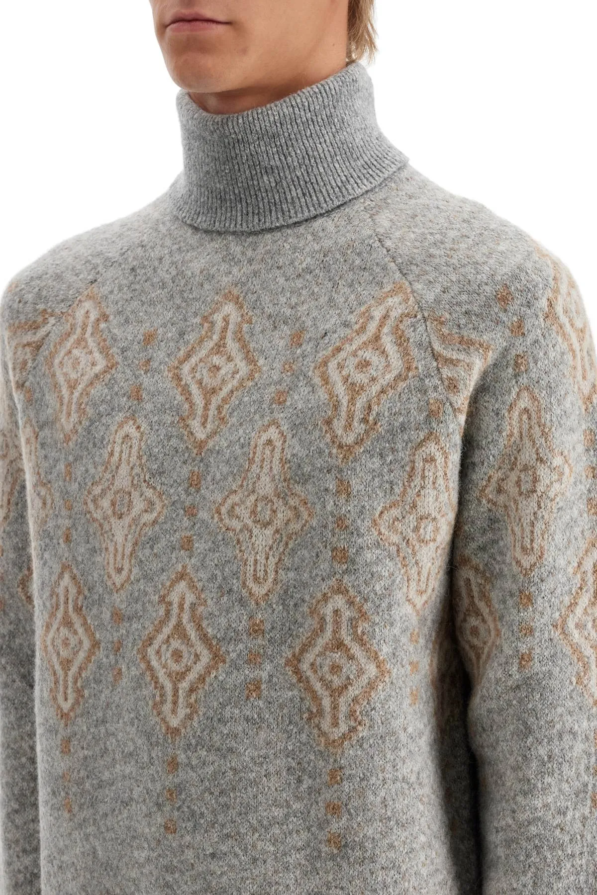 Brunello Cucinelli geometric jacquard turtleneck sweater