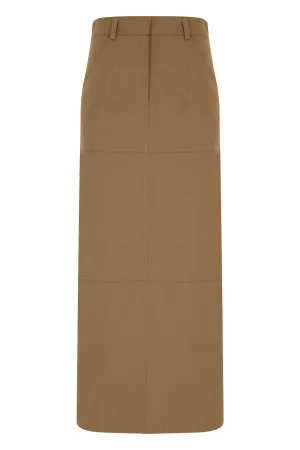 Camel Canvas Midi Skirt