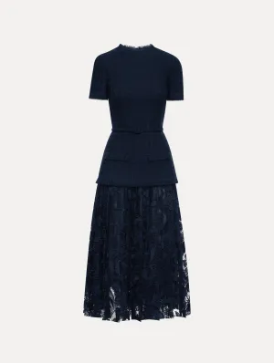 Carnation Guipure & Tweed Dress