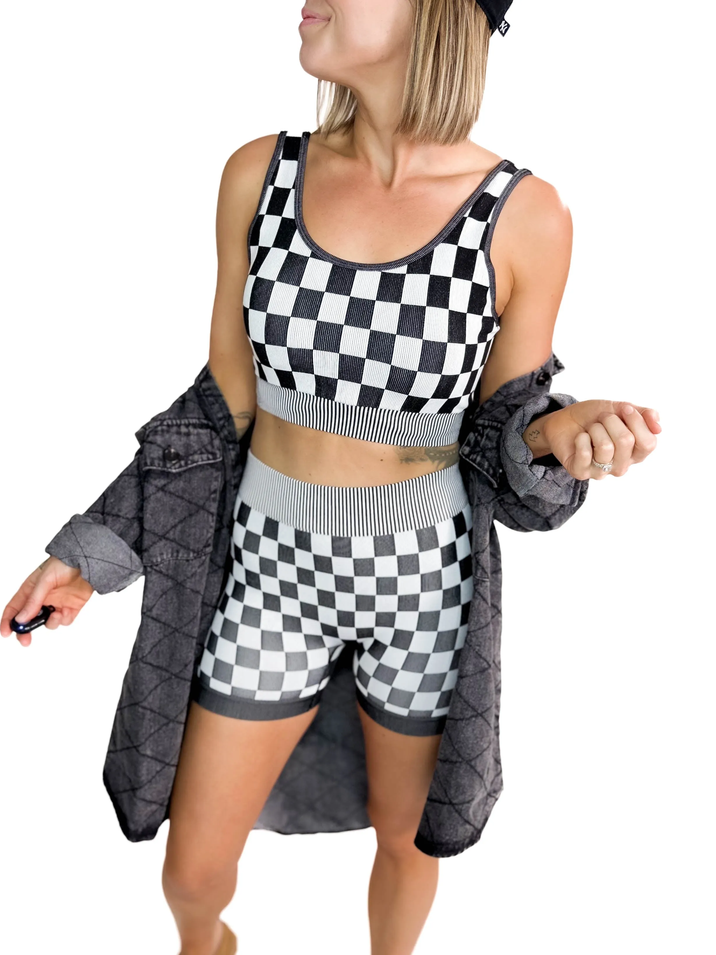 Checkmate Ribbed Two Piece Set- BLACK-FINAL SALE