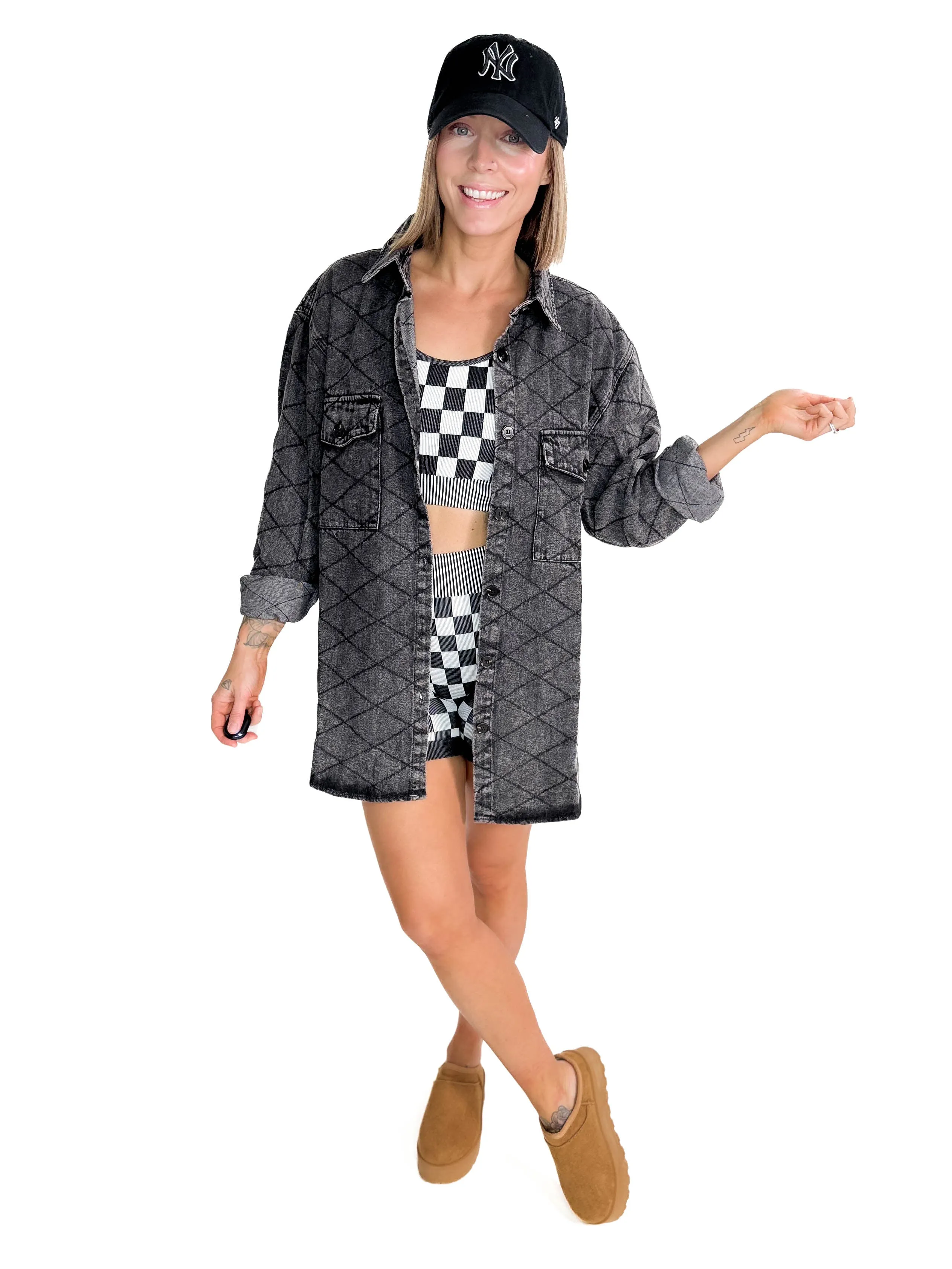 Checkmate Ribbed Two Piece Set- BLACK-FINAL SALE