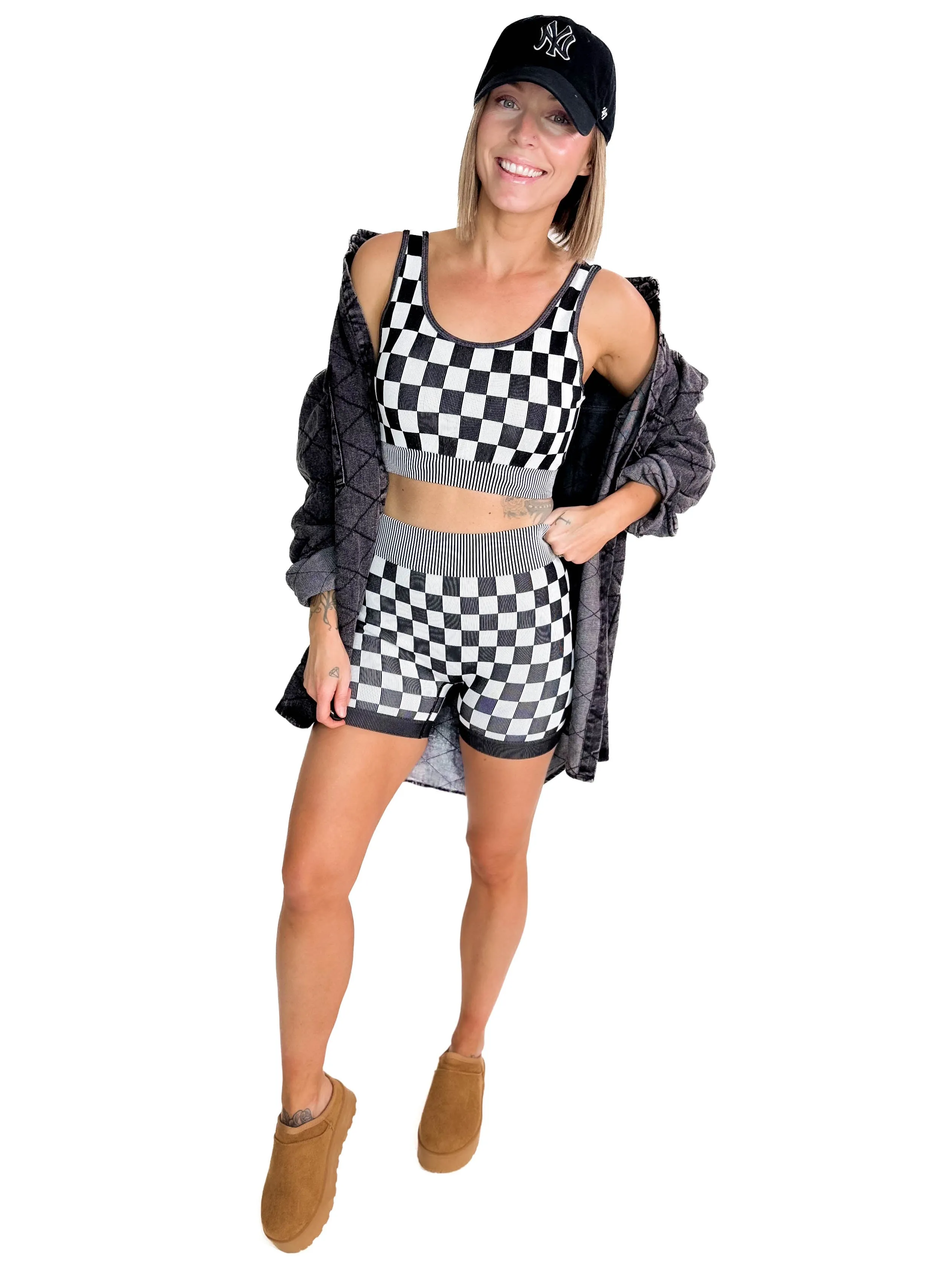 Checkmate Ribbed Two Piece Set- BLACK-FINAL SALE