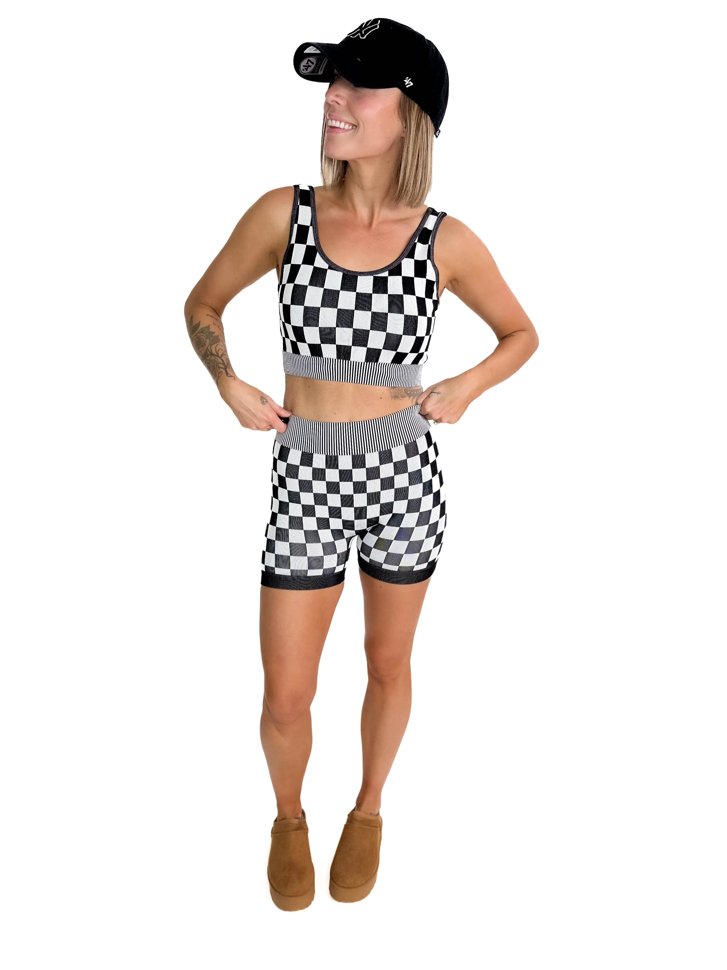 Checkmate Ribbed Two Piece Set- BLACK-FINAL SALE