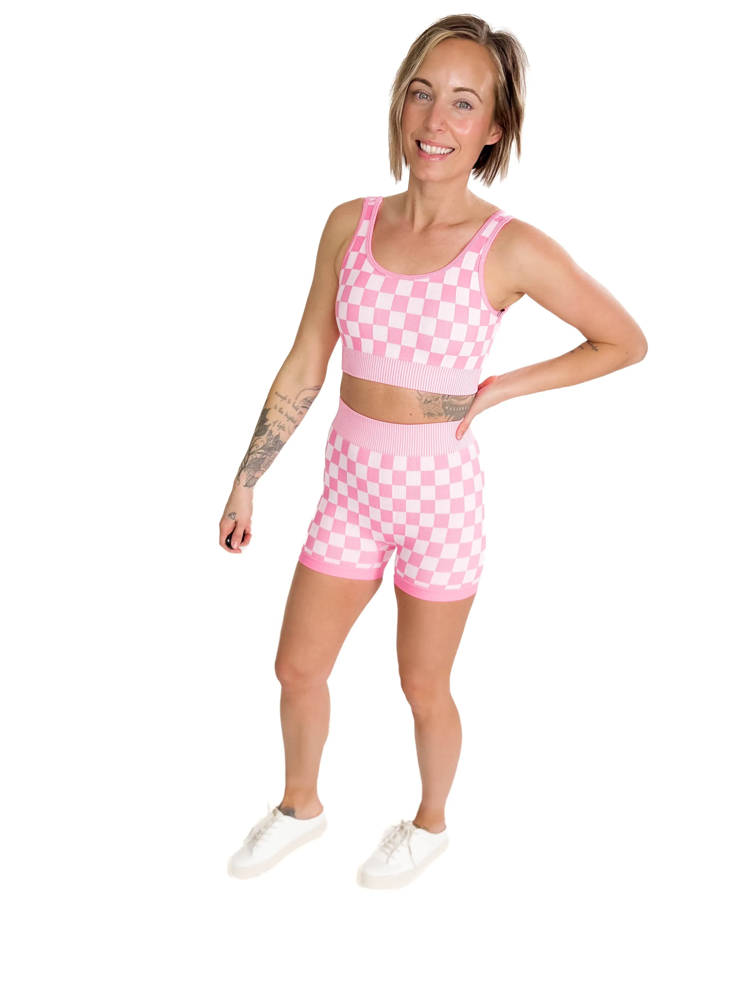 Checkmate Ribbed Two Piece Set- PINK-FINAL SALE