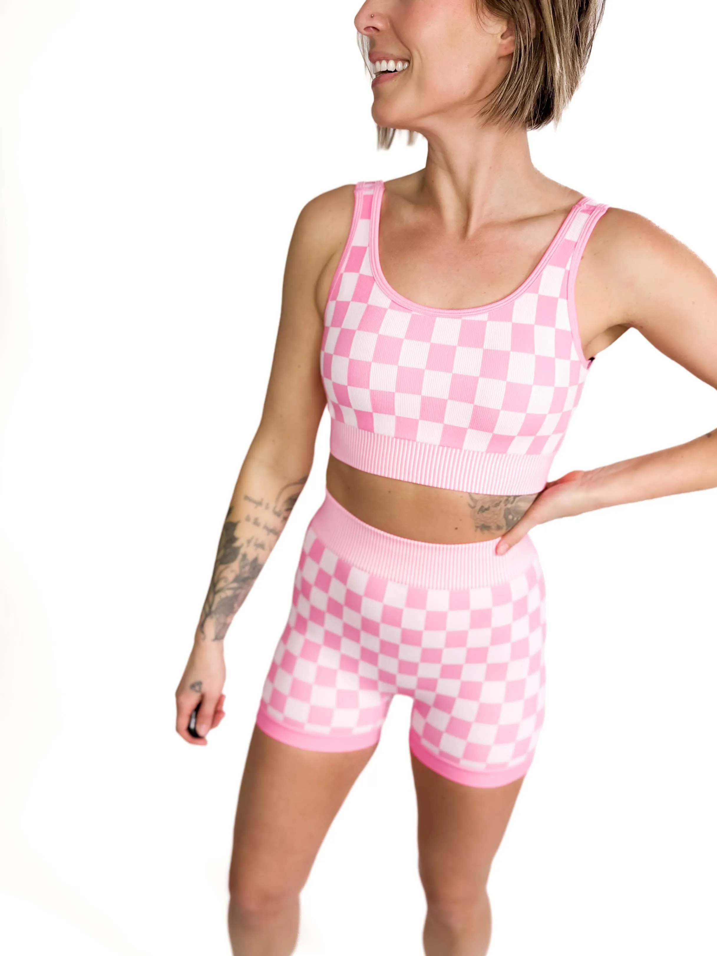 Checkmate Ribbed Two Piece Set- PINK-FINAL SALE