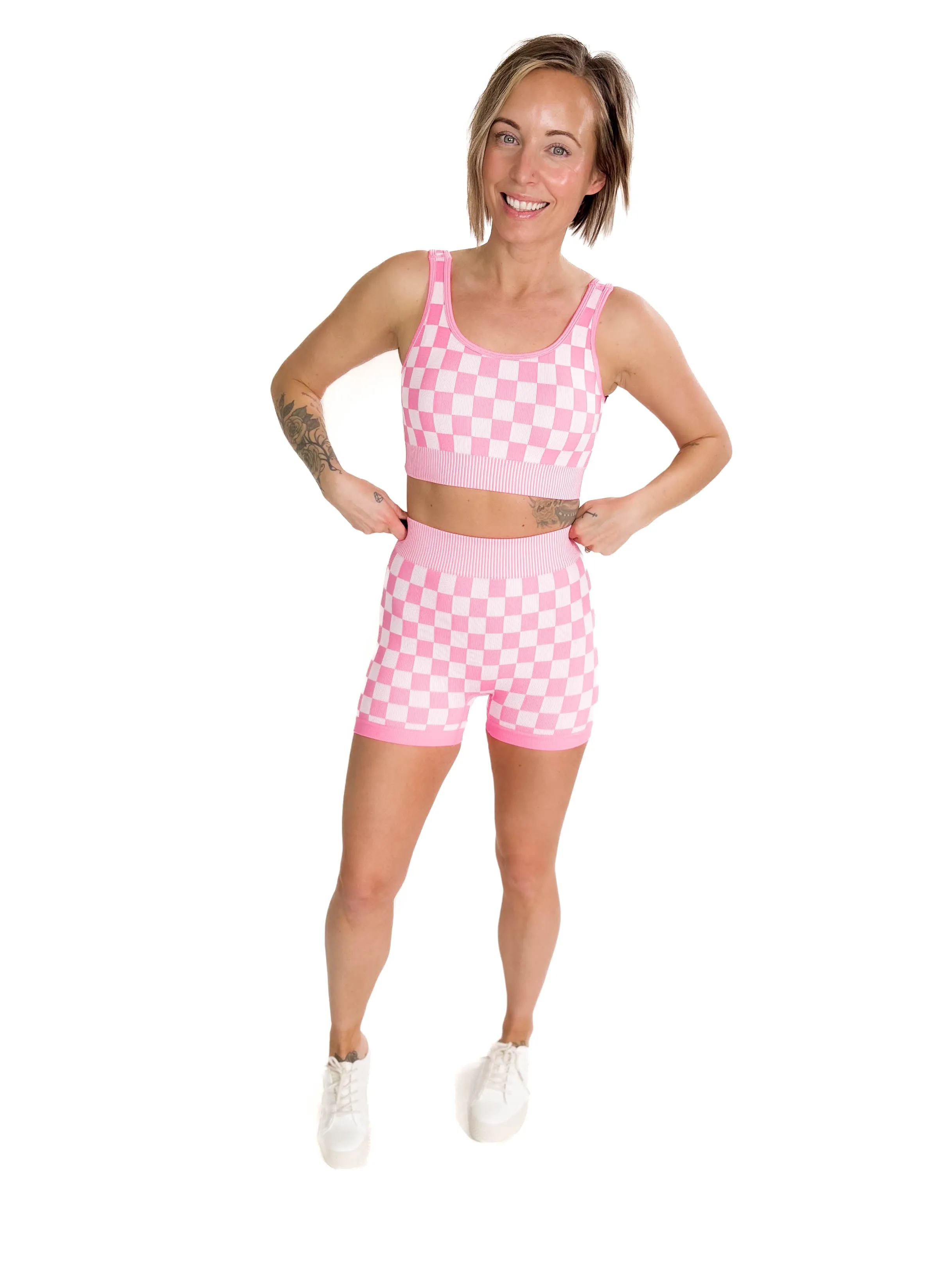 Checkmate Ribbed Two Piece Set- PINK-FINAL SALE