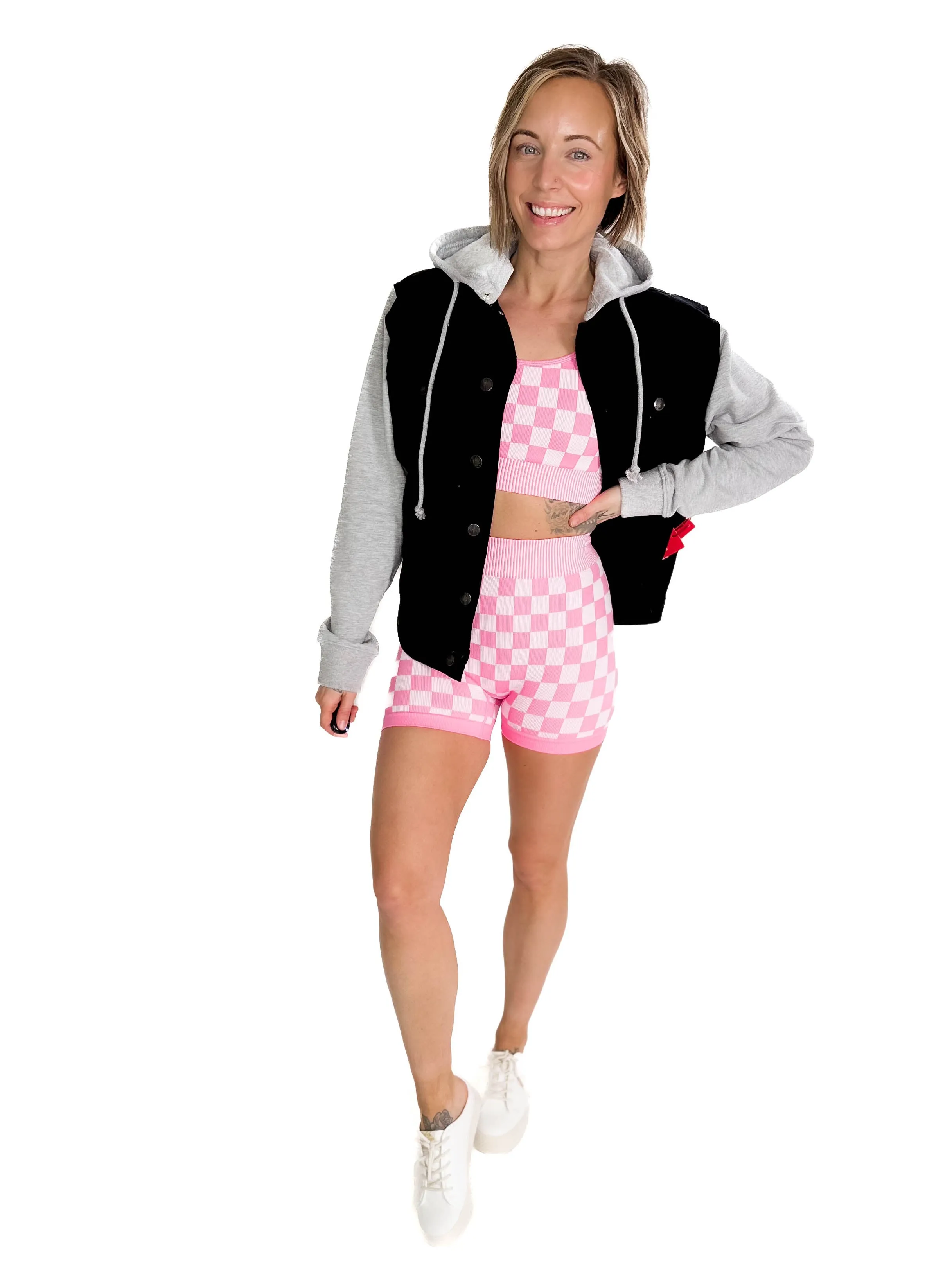 Checkmate Ribbed Two Piece Set- PINK-FINAL SALE