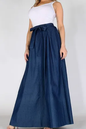 Chrissy High-Waisted Maxi Skirt in Dark Lightweight Denim