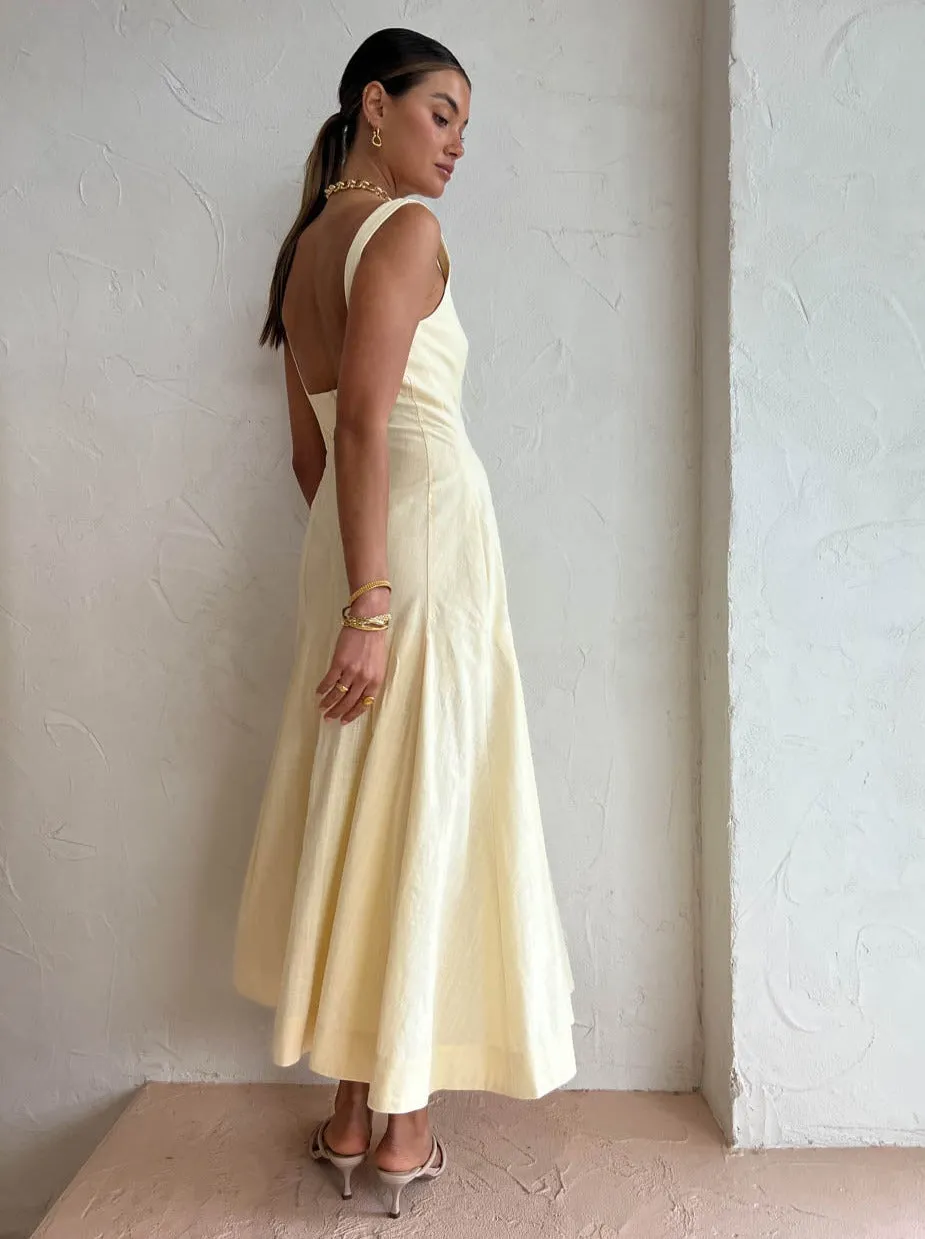 Clea Charlee Pleat Dress in Lemon