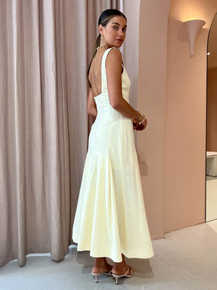 Clea Charlee Pleat Dress in Lemon