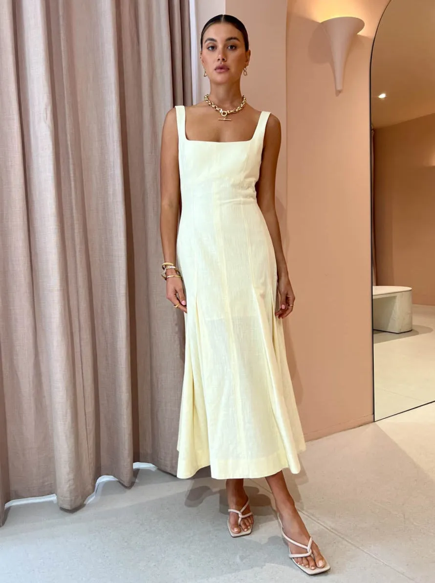 Clea Charlee Pleat Dress in Lemon
