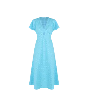 CLOVER MIDI DRESS AQUA GINGHAM