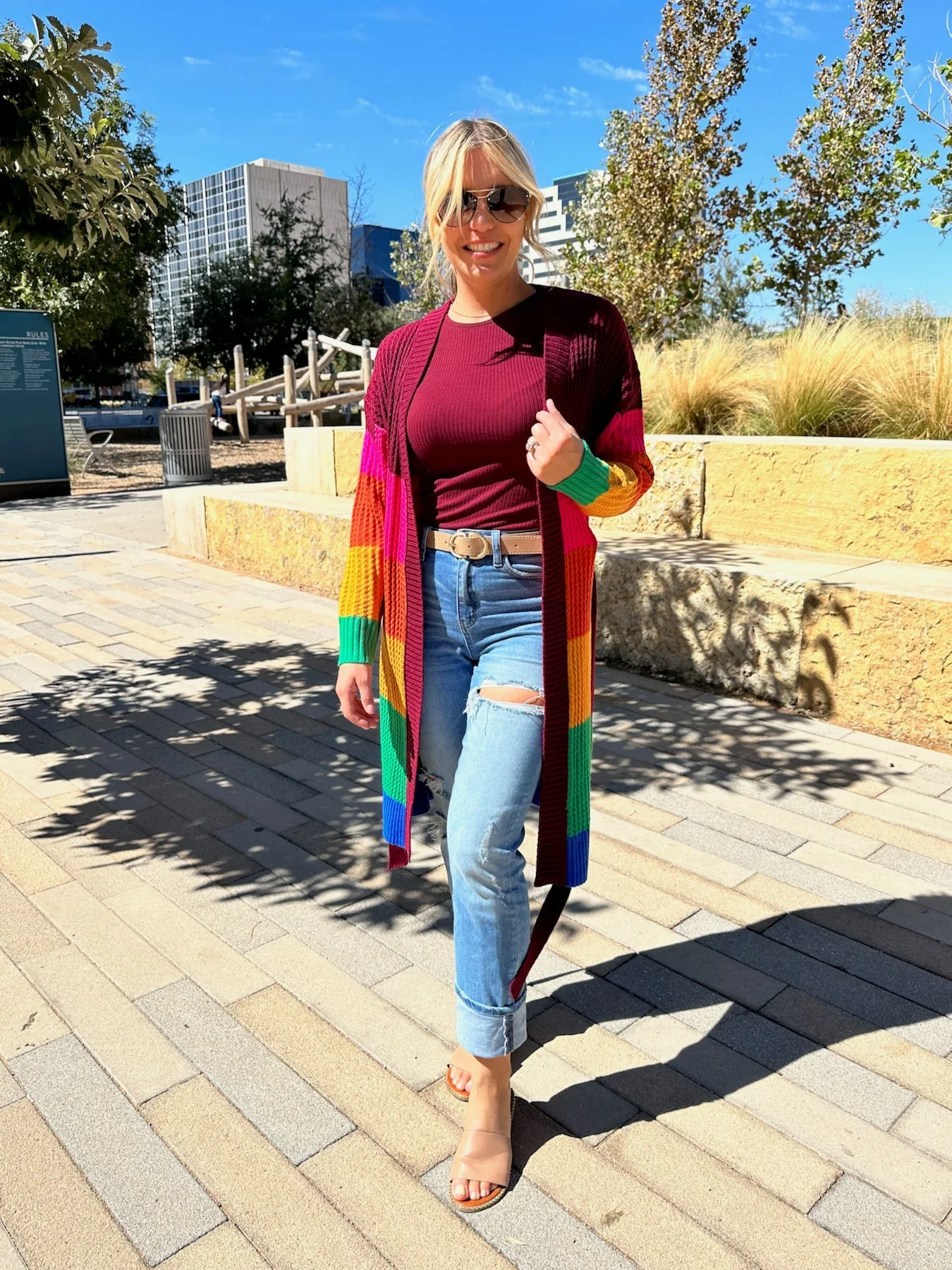 Color Like a Boss Colorful Knit Long Cardigan