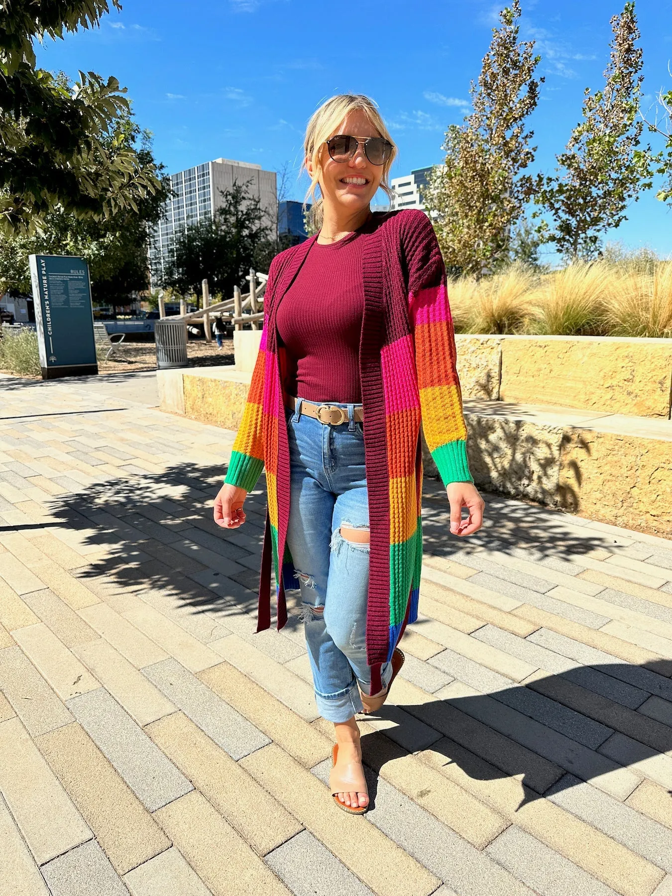 Color Like a Boss Colorful Knit Long Cardigan